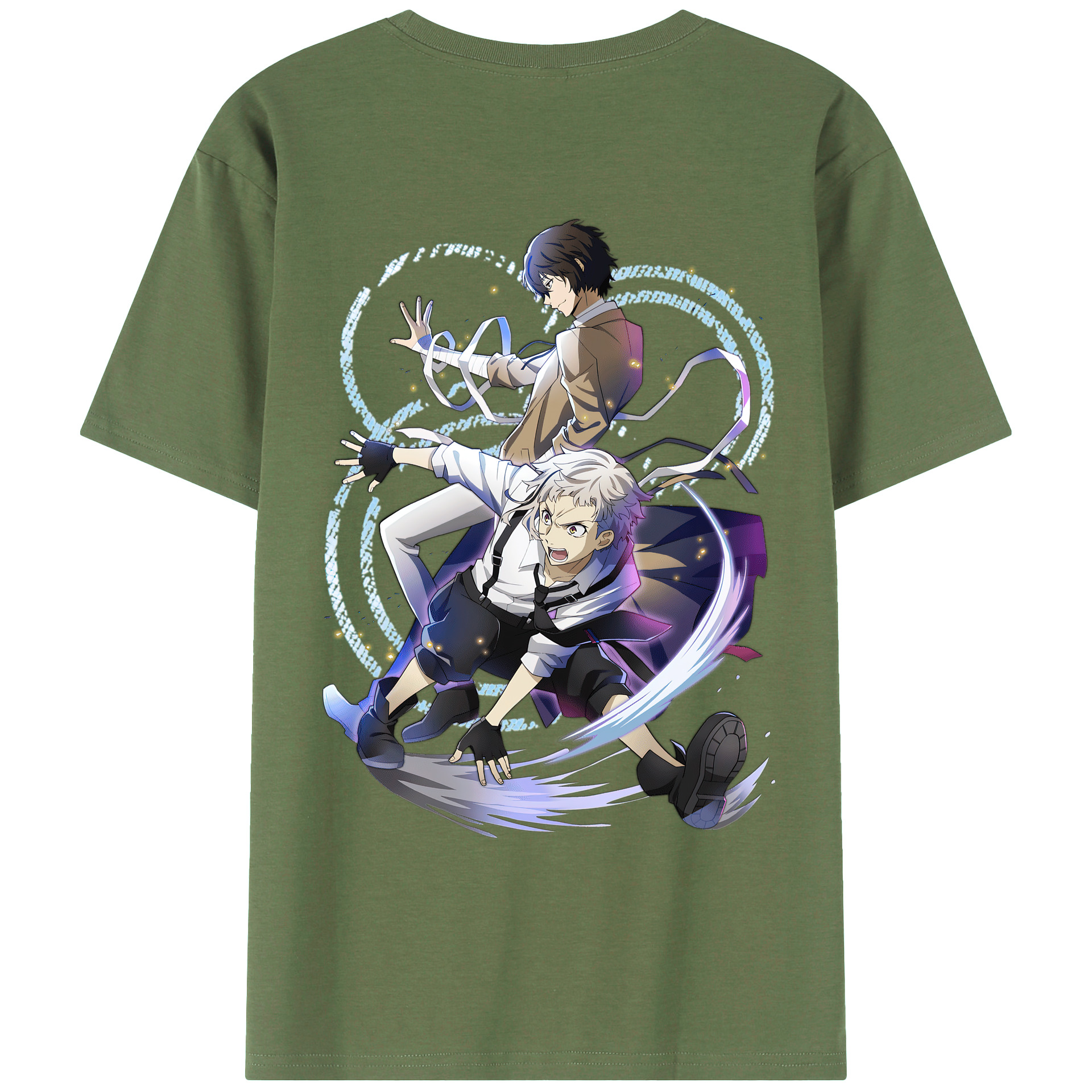 （画像用） 文豪ストレイドッグス Bungo Stray Dogs 綿100％ メンズ半袖Tシャツ（バックプリント） 通気性